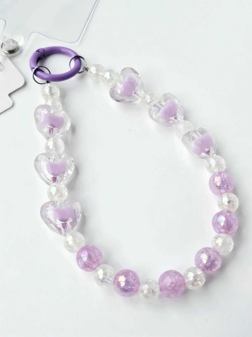 2PK Y2K Purple and Pink Beaded Heart Phone Wristlet Charm Strap 🌺